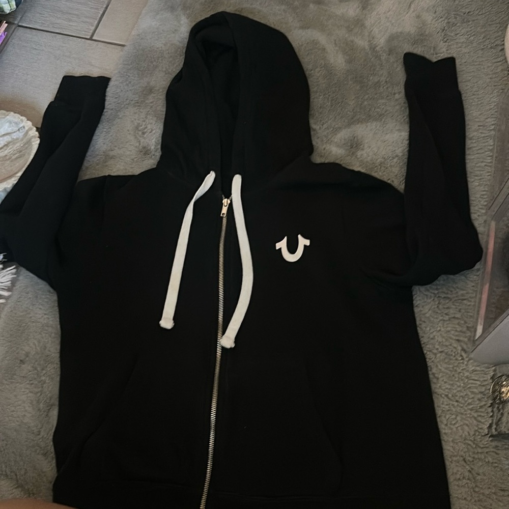Black True Religion zippered sweater